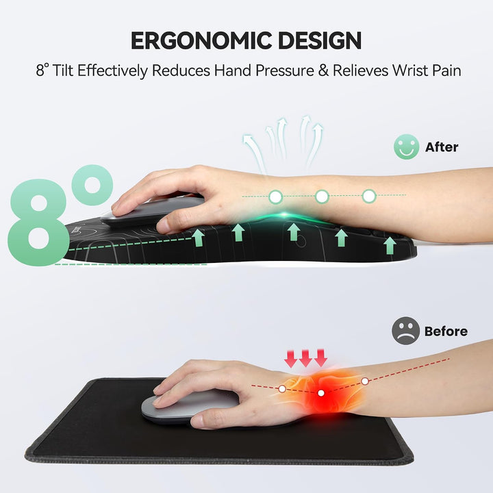 TECKNET Alfombrilla de mouse ergonómica con reposamuñecas, alfombri...