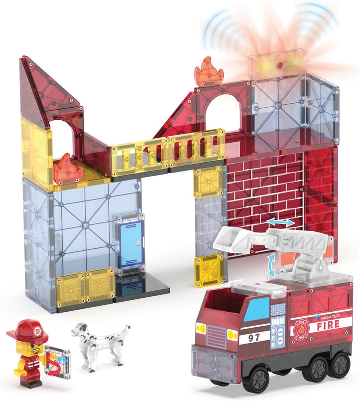 MAGNA-TILES Fire Station - Juego de construcción magnética