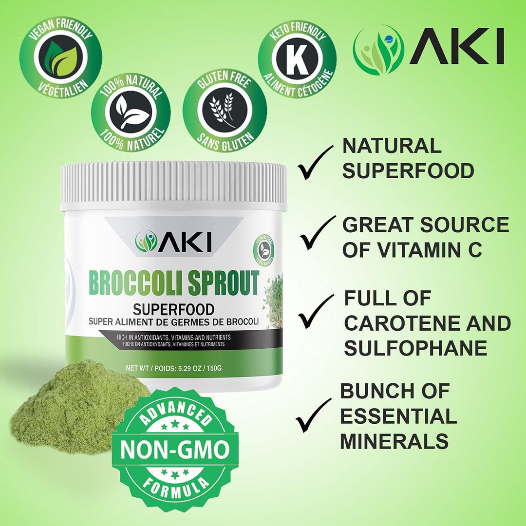 AKI Broccoli Broccoli Powder (5.29 oz \/ 150g) y polvo de fitoplanc...