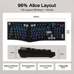 MechLands Feker Alice98 Teclado mecánico ergonómico de 98 teclas