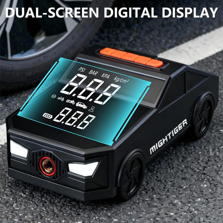 Bomba de aire en forma de automóvil con Bluetooth, 3 baterías de 18...