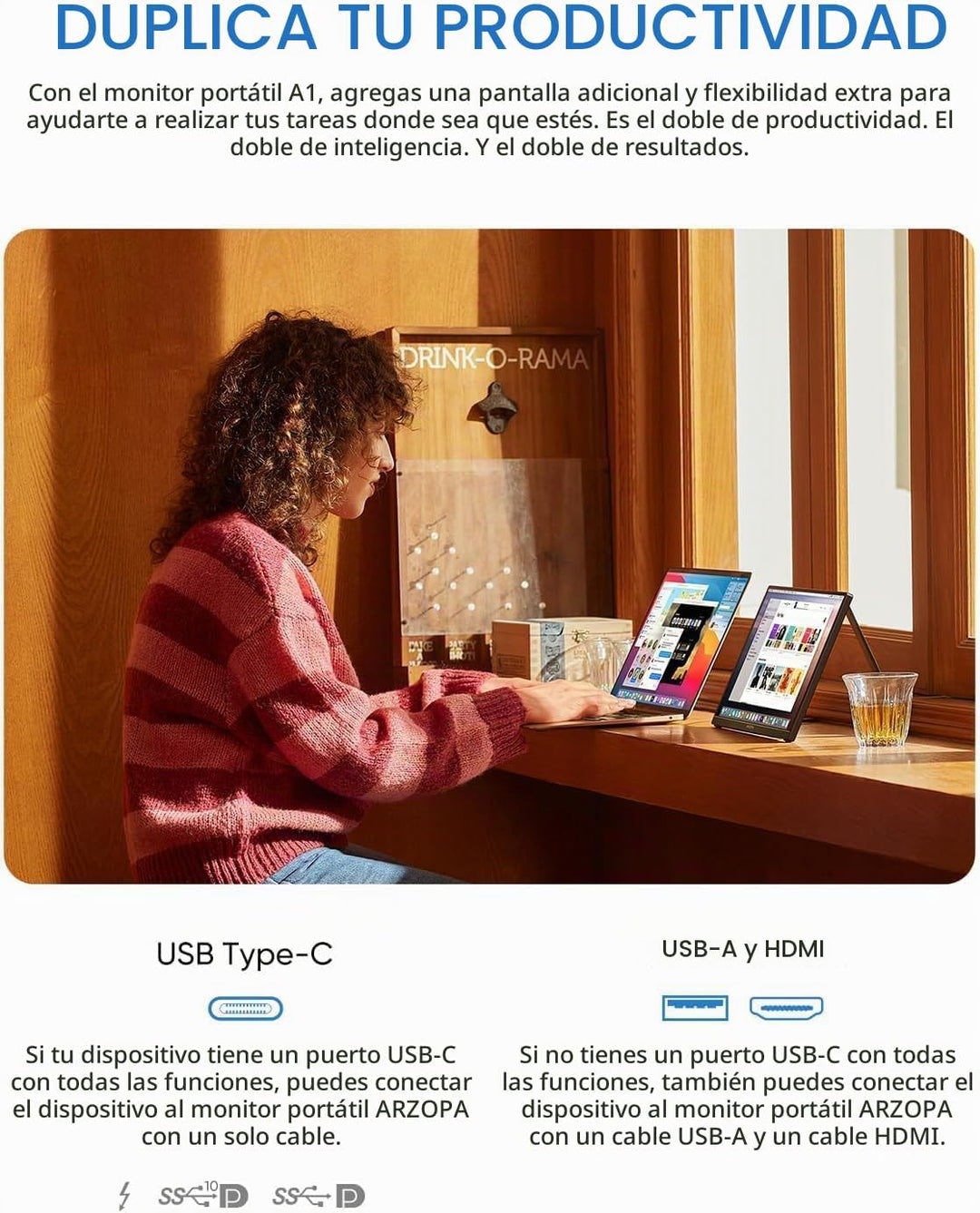 ARZOPA Monitor portátil de 15.6 pulgadas FHD 1080P \u2013 Monitor p...