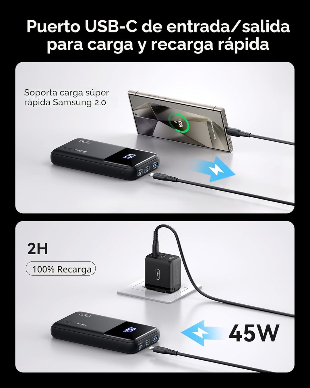 INIU Cargador Portátil, 20000mAh 65W Batería Externa Compacta USB C...