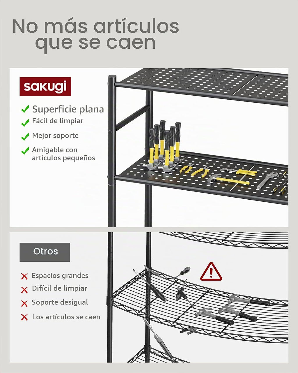Estantería de garaje de 5 niveles, estantes de almacenamiento de metal resistente, antipunta con patas niveladoras, almacenamiento estable para cocina, despensa y organización de sala de estar