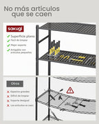 Estantería de garaje de 5 niveles, estantes de almacenamiento de metal resistente, antipunta con patas niveladoras, almacenamiento estable para cocina, despensa y organización de sala de estar