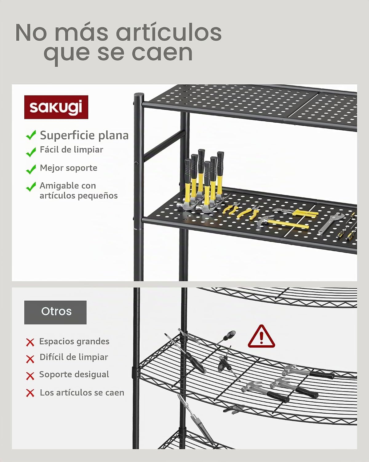 Estantería de garaje de 5 niveles, estantes de almacenamiento de metal resistente, antipunta con patas niveladoras, almacenamiento estable para cocina, despensa y organización de sala de estar