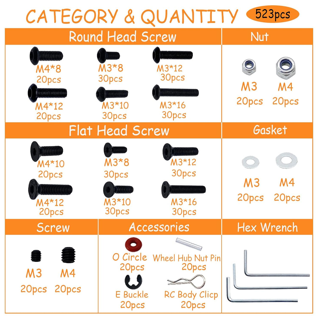 520 piezas de kit de tornillos RC universales conjunto de