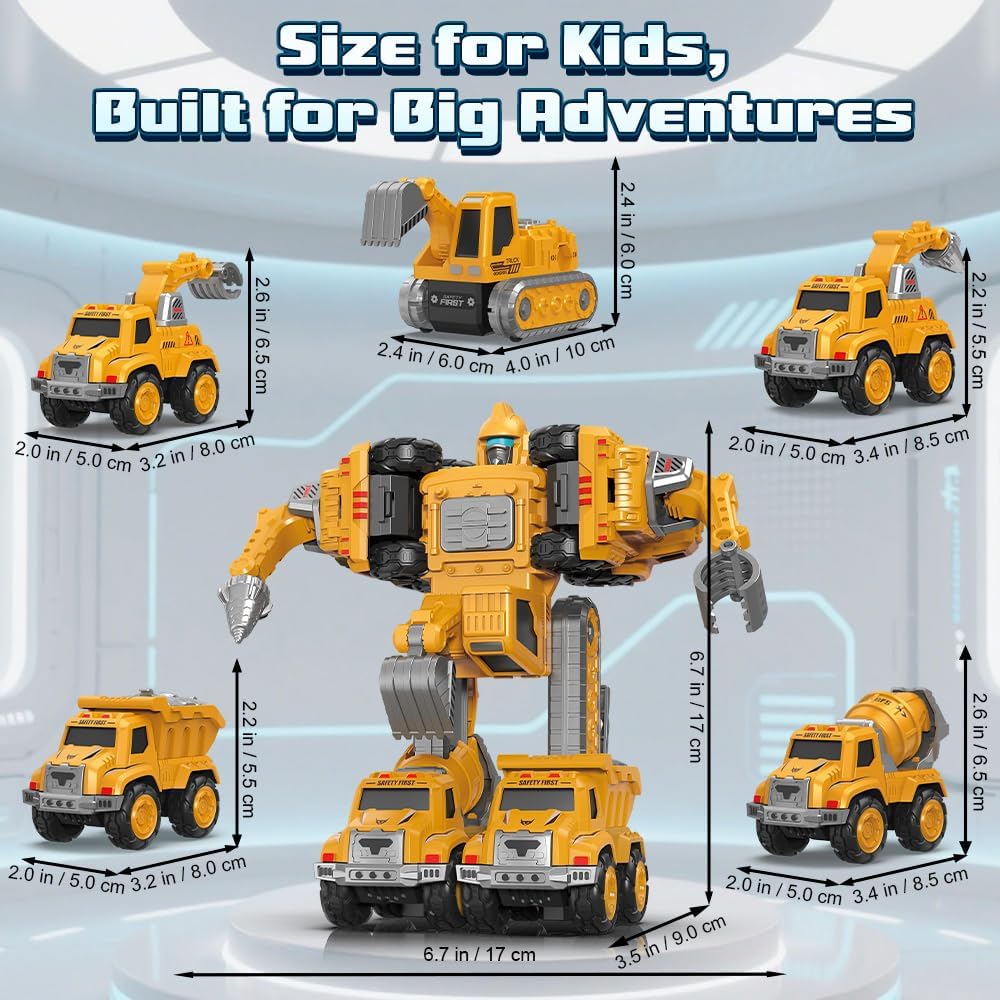 Drefirsa Juguetes transformadores, camiones de construcción 5 en 1...
