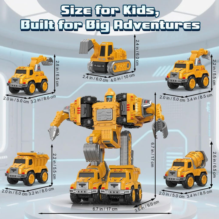Drefirsa Juguetes transformadores, camiones de construcción 5 en 1...