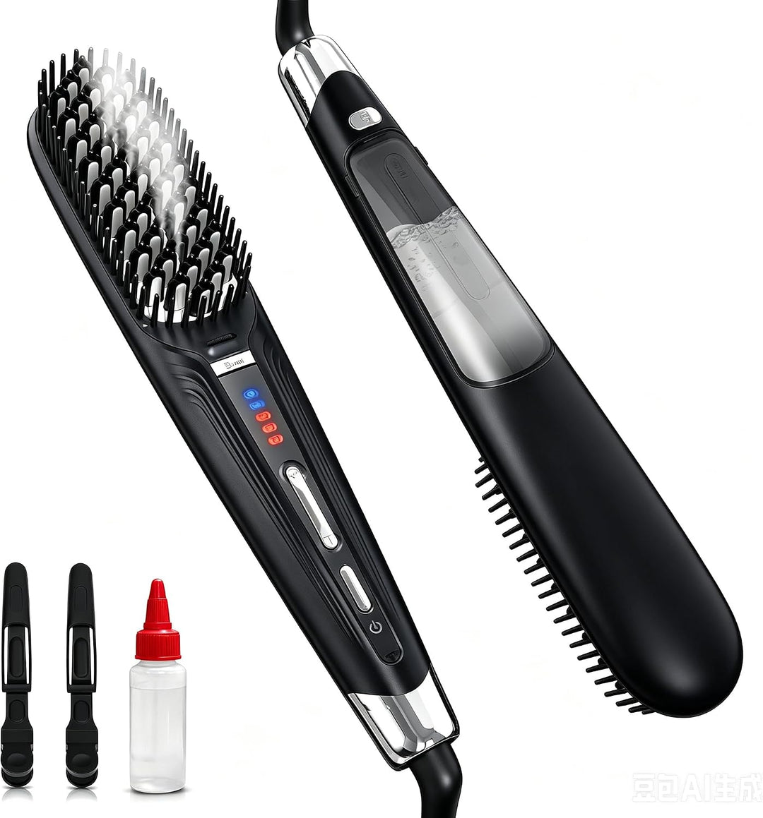 Cepillo alisador de pelo de vapor iónico para cabello y cabello riz...