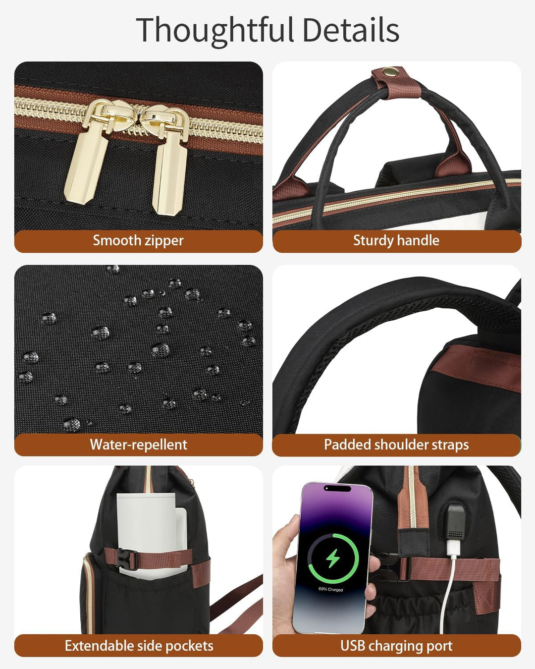 VANKANY Bolsa de libros para mujer, mochila para laptop, bolsas de...