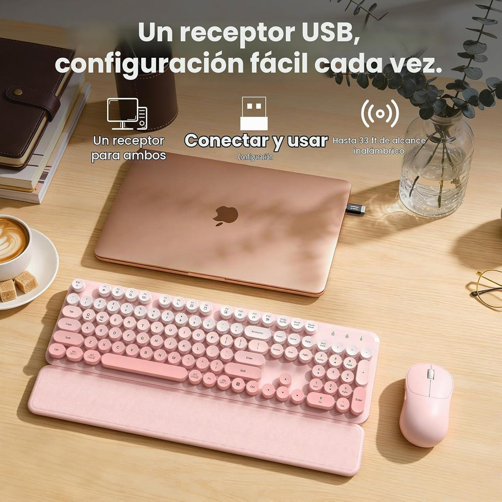 Combo de teclado y mouse inalámbrico, reposamuñecas magnético, tecla, Azul aguamarina