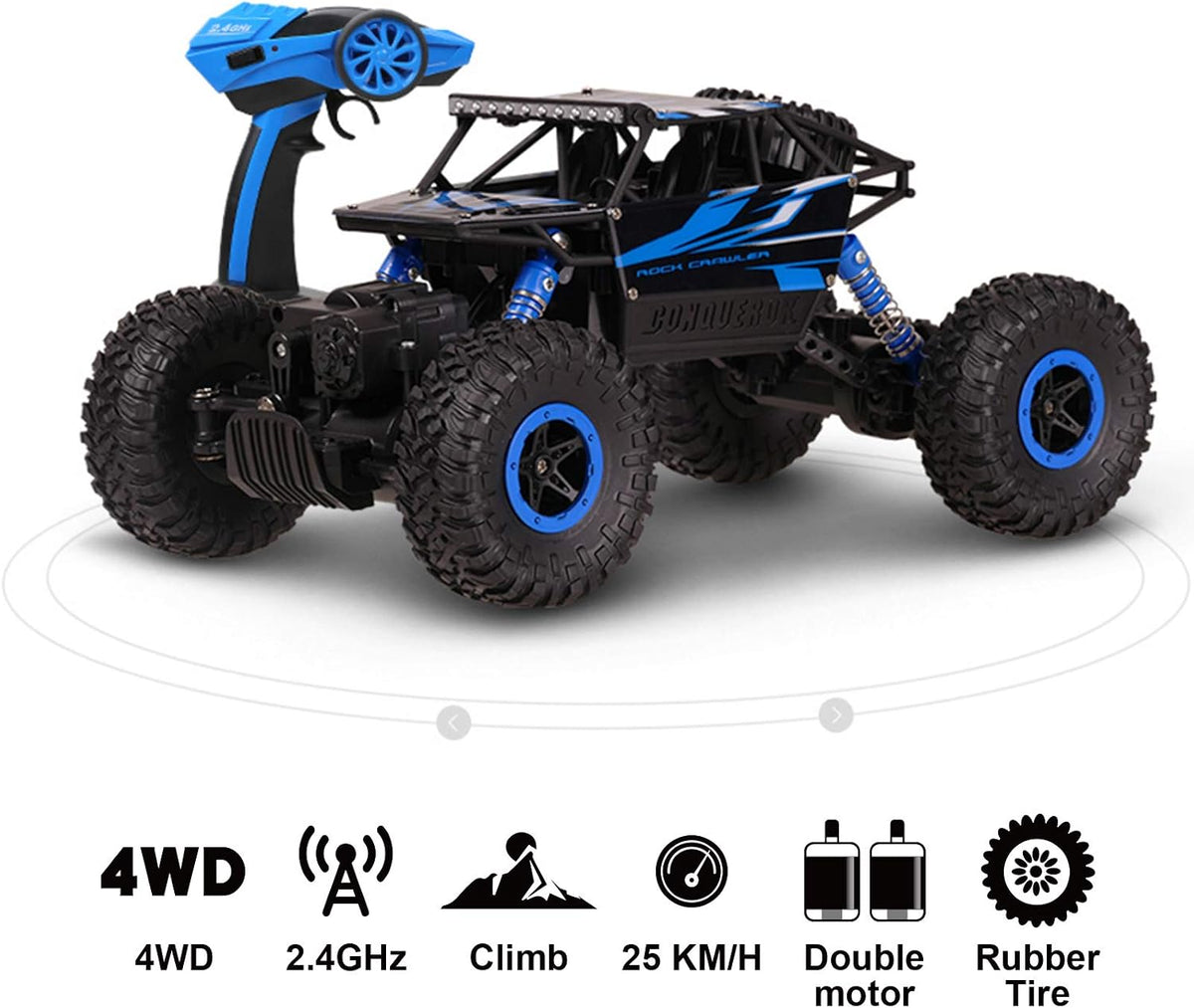 Coche RC Rock Crawler Cheerwing, escala 1:18, control remoto 2.4 GHz, camión monstruo 4x4 todoterreno, Azul