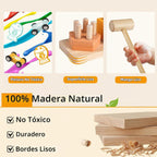 Juguetes Montessori de madera para niños pequeños, martillo golpeador