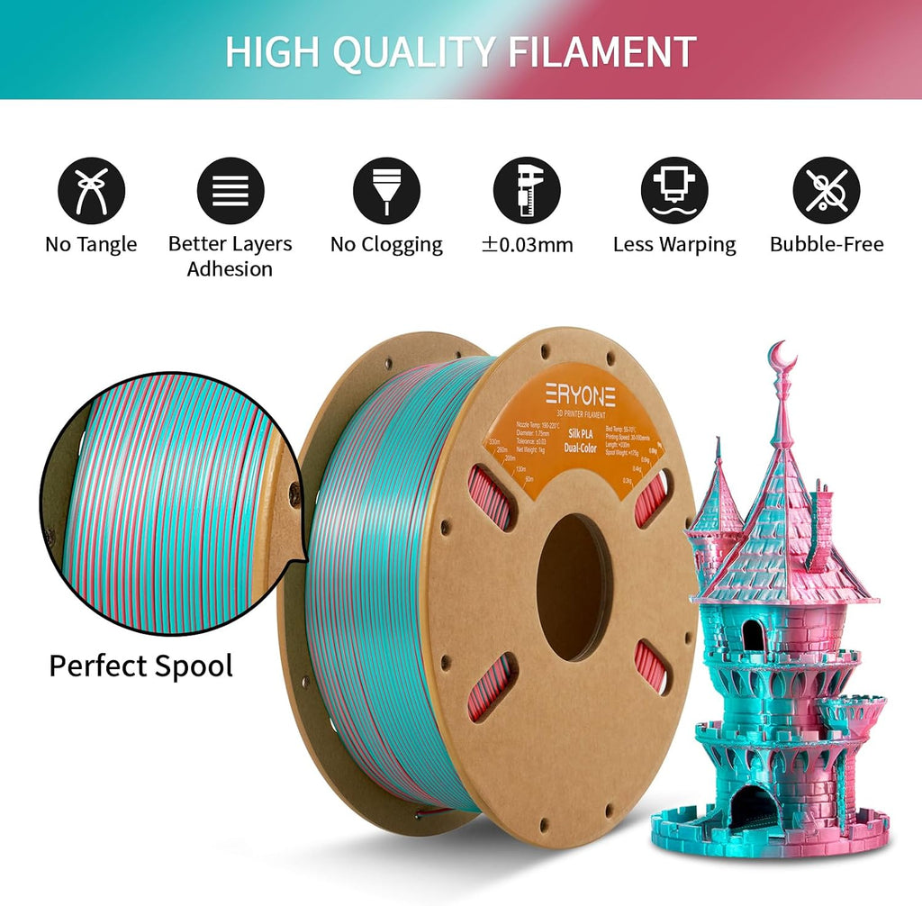 ERYONE - Filamento PLA de Seda de Doble Color para Impresora 3D 1.7...