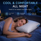 QUTOOL Juego de 2 almohadas refrescantes de espuma viscoelástica triturada CertiPUR-US, tamaño Queen, almohada fresca para personas que duermen con calor, almohada firme ajustable para personas que