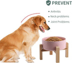 Tazón de cerámica elevado y elevado para perros de razas pequeñas y medianas, cuenco de agua con soporte, plato de alimentación de mascotas pesado antideslizante de 6 pulgadas, 3.6 tazas