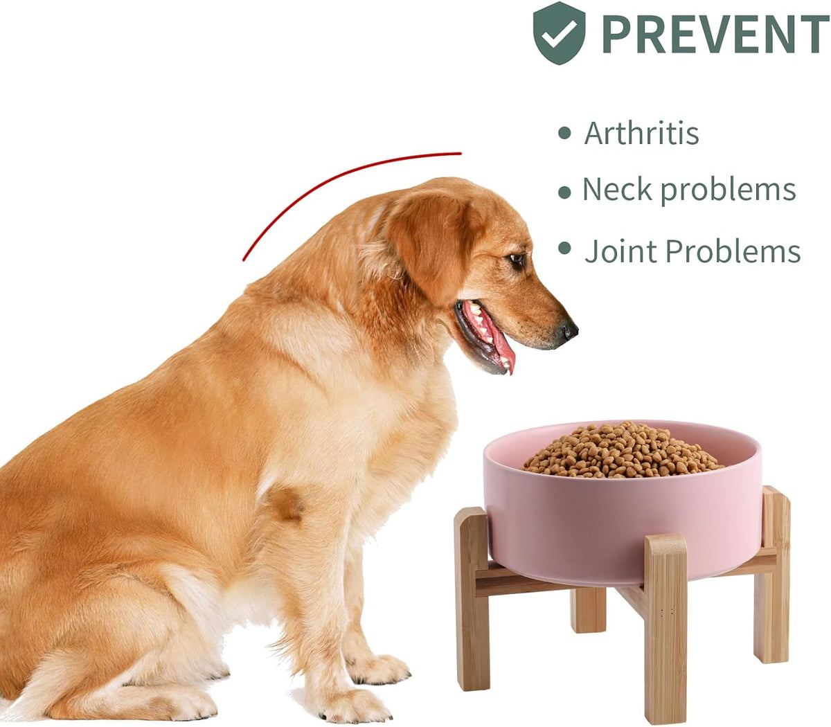Tazón de cerámica elevado y elevado para perros de razas pequeñas y medianas, cuenco de agua con soporte, plato de alimentación de mascotas pesado antideslizante de 6 pulgadas, 3.6 tazas