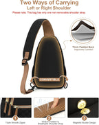 Bolso bandolera para mujeres y hombres, bolsos cruzados impermeables para mujeres, riñonera con correa de hombro convertible para viajes, Negro, Grande