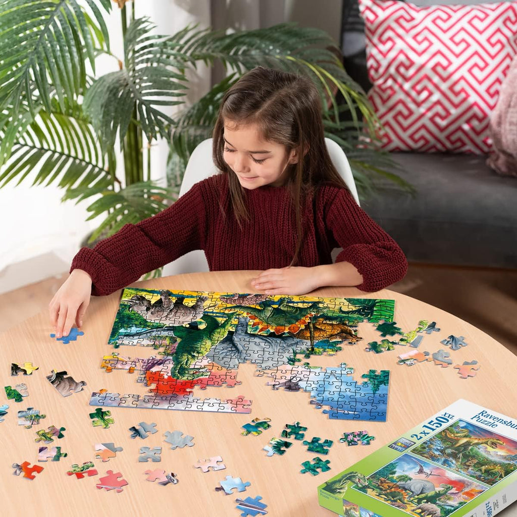 Ravensburger - Dinosaurios - Paquete de 2 rompecabezas de 150 piezas - Piezas XXL para un montaje más fácil - Imágenes espaciales impresionantes y atrevidas - Calidad premium - Regalo ideal