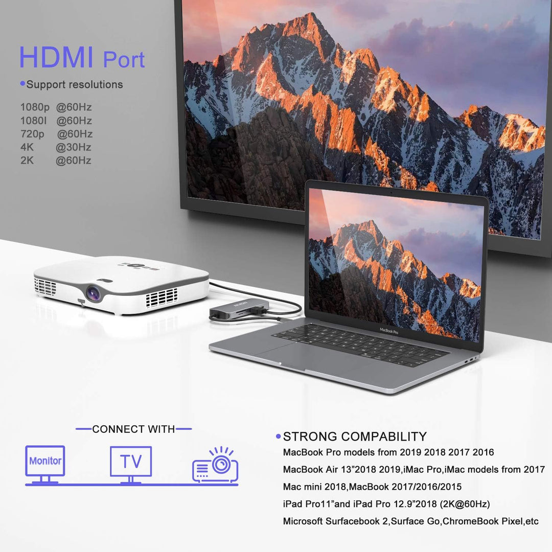 Adaptador USB C multipuerto USB C para MacBook Pro USB C