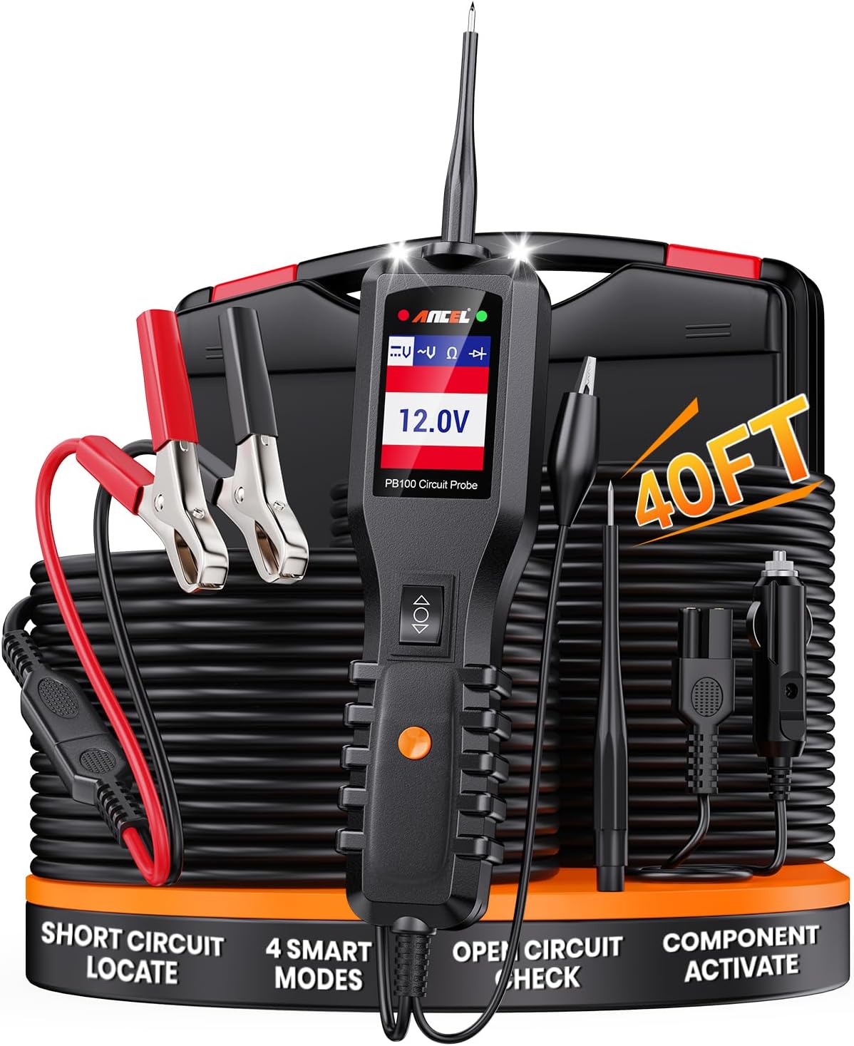 ANCEL Escáner de camión resistente HD601 + probador de sonda de circuito de potencia automotriz ANCEL PB100