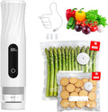 Sellador al vacío compacto para almacenamiento de alimentos: sellador portátil de alimentos de mano, succión de 80 kPa, batería de 1800 mAh, 30 bolsas de vacío reutilizables, conserva la frescura 5 veces con fácil operación