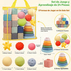 Weilim Montessori - Juguetes para bebé, 3 en 1, bloques apilables suaves