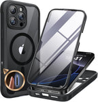 Miracase Funda magnética para iPhone 16 Pro de cuerpo completo con protector de pantalla de vidrio integrado, [compatible con MagSafe] funda militar a prueba de caídas 16 Pro, 6.3 pulgadas, color