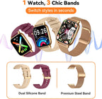 Reloj inteligente para mujer (3 bandas), rastreador de fitness con llamadas