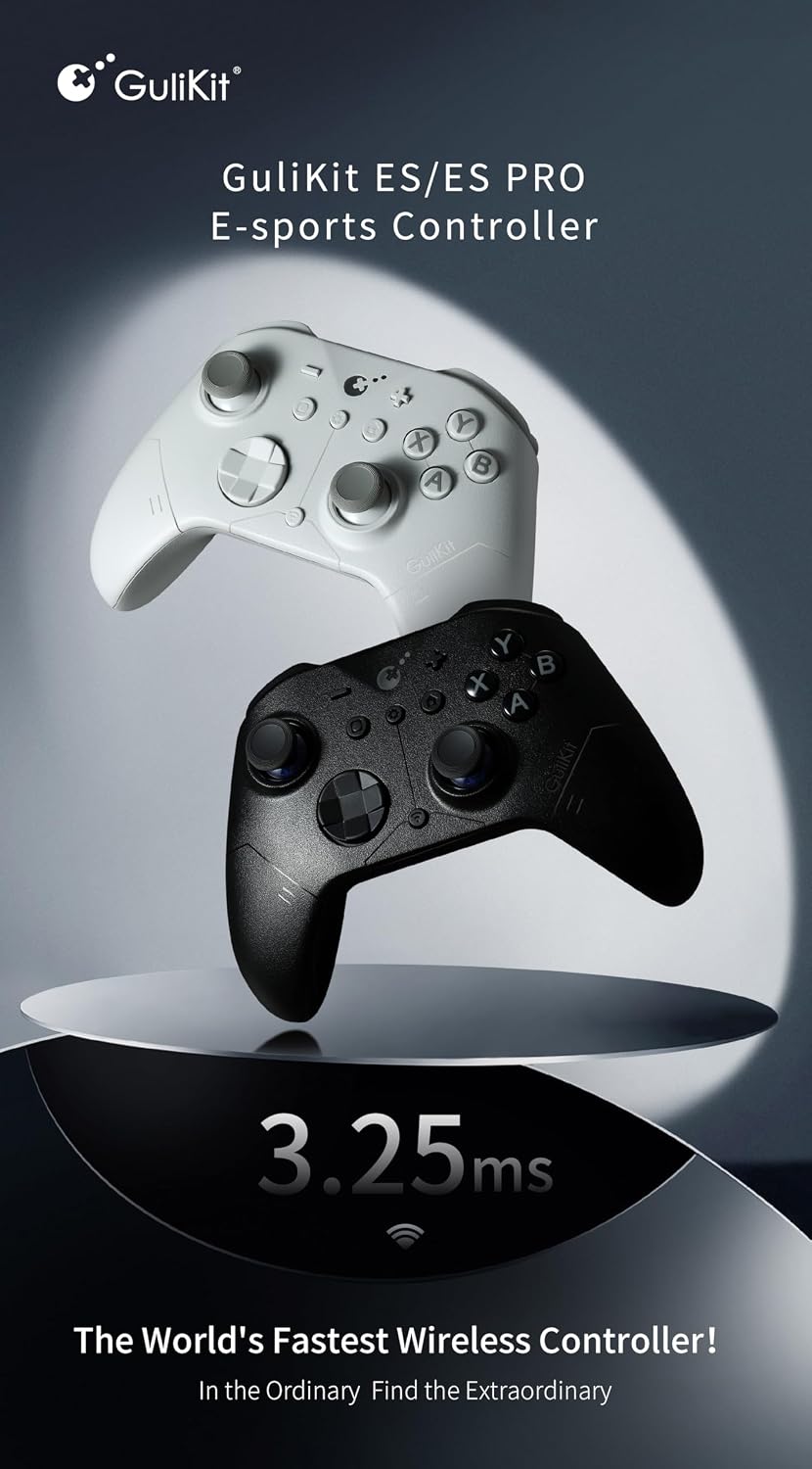 GuliKit ES Wireless PC Controller – 3.25ms de baja latencia, joysticks de efecto Hall