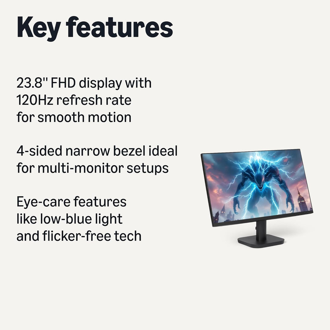 Amazon Basics - Monitor de computadora de 23.8 pulgadas 120 Hz, 108...