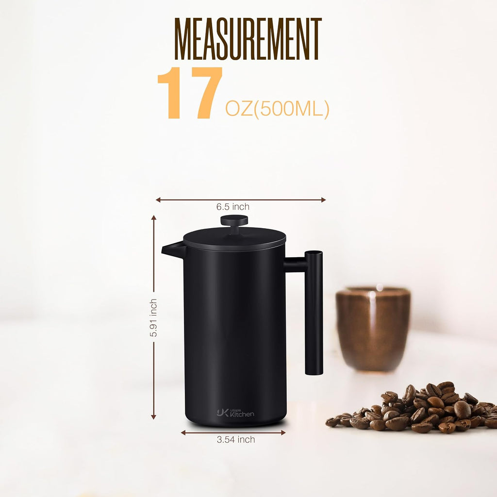 Utopia Kitchen Prensa francesa de acero inoxidable de grado 304, 17 onzas