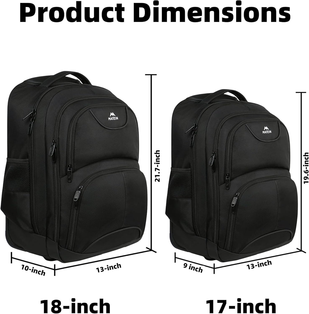 Mochila de viaje Matein impermeable con ruedas, Negro