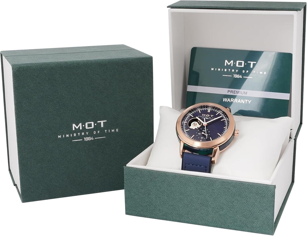 M.O.T Reloj automático de selección, 1.535 in, unisex, esfera de corazón abierto, movimiento automático, fondo de caja inoxidable, resistente al agua 3ATM, Ministry of Time