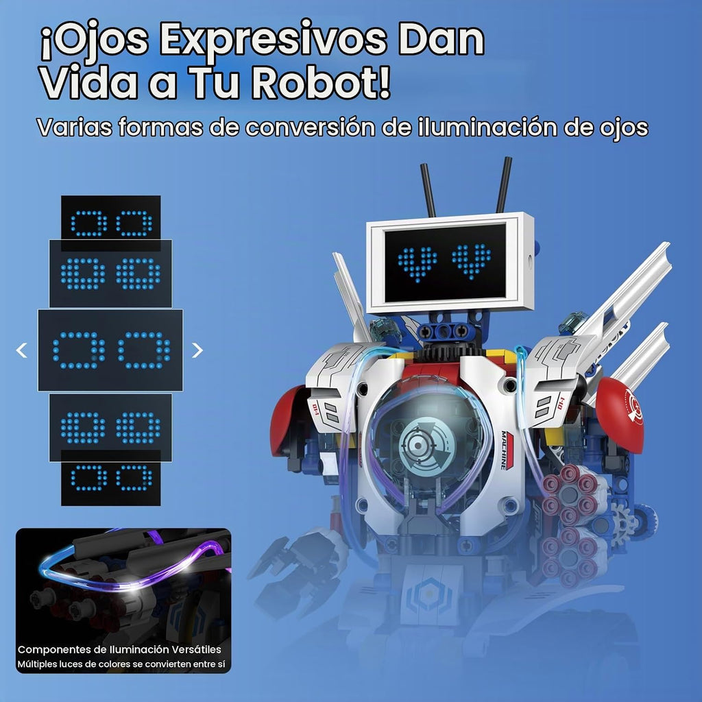 STEM Robot Kit de construcción para niños de 6 a 16 años | 603 piezas 5 en 1 | 4 modos de control | Aplicación y control remoto | Juguete robot de codificación recargable | Regalo educativo de ingeniería para niños y niñas