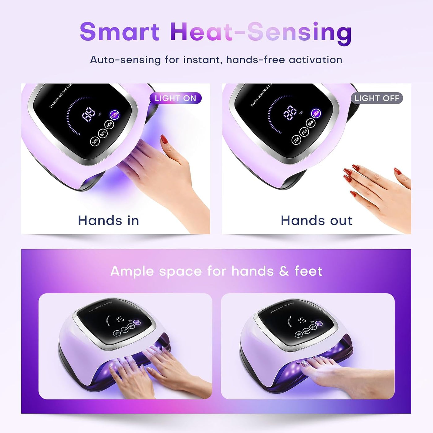 Lámpara de uñas UV, secador de uñas LED de 180 W para esmalte de ge...