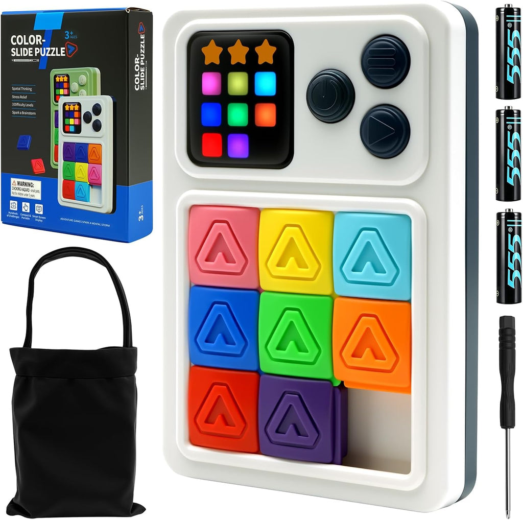 Juego de rompecabezas de diapositivas con más de 1000 desafíos, 3 modos de dificultad, juguete electrónico deslizante para el cerebro, juego de viaje de lógica de mano, regalo para niños