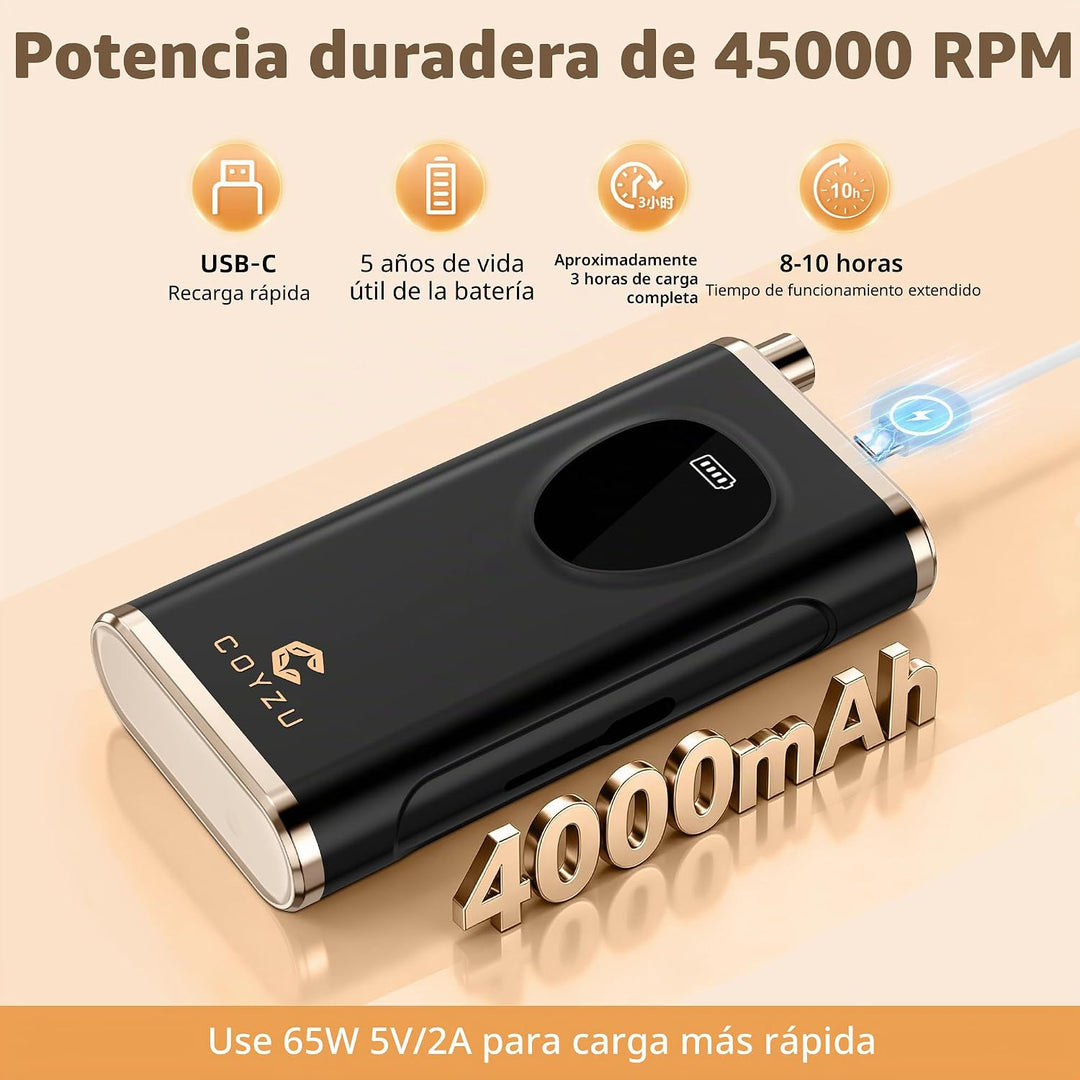 COYZU Taladro de uñas eléctrico profesional Lima de uñas recargable...