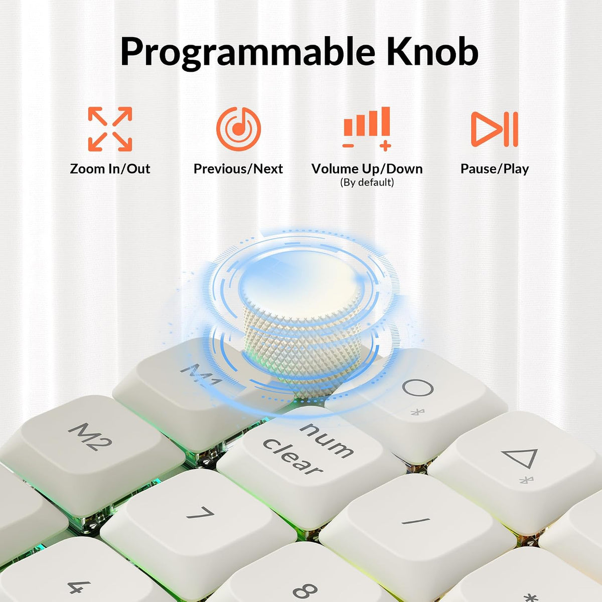Keychron K0 Max QMK - Teclado inalámbrico de interruptor rojo silencioso con retroiluminación RGB (intercambiable en caliente), conexión Bluetooth 5.3 y conexión Bluetooth 5.3, frecuencia de sondeo de