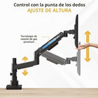 Mount-It! Soporte de escritorio para monitor ultraancho con poste, se adapta a pantallas de 17 a 49 pulgadas, brazo de resorte de gas ajustable en altura resistente, capacidad de 44 libras, movimiento