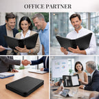Carpeta de piel sintética con asa y calculadora solar, organizador de carpetas de 3 anillos con cremallera con bloc de notas y portapapeles, cuaderno profesional de currículum de negocios para