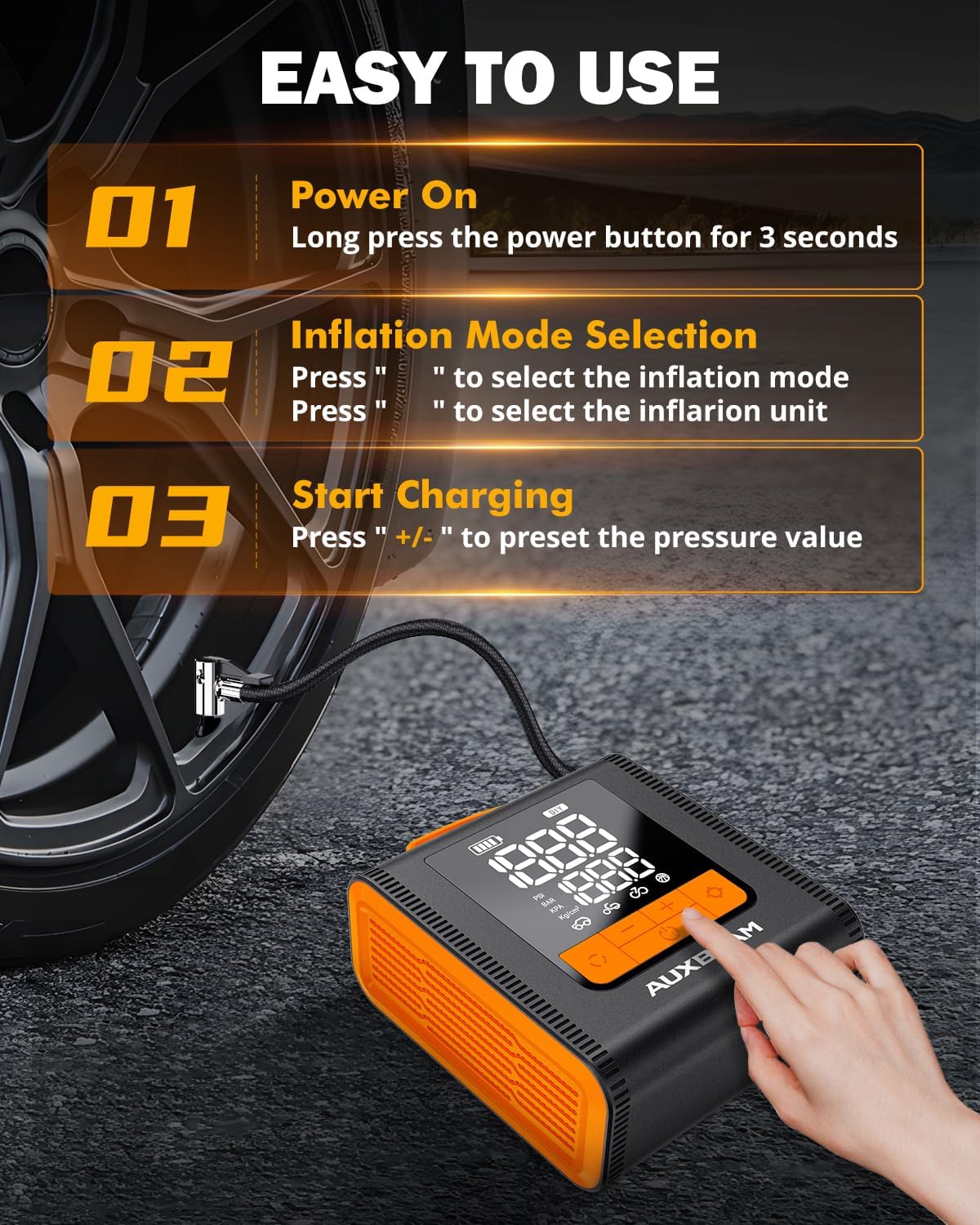 AUXBEAM Inflador de neumáticos de la serie H4, compresor de aire po...