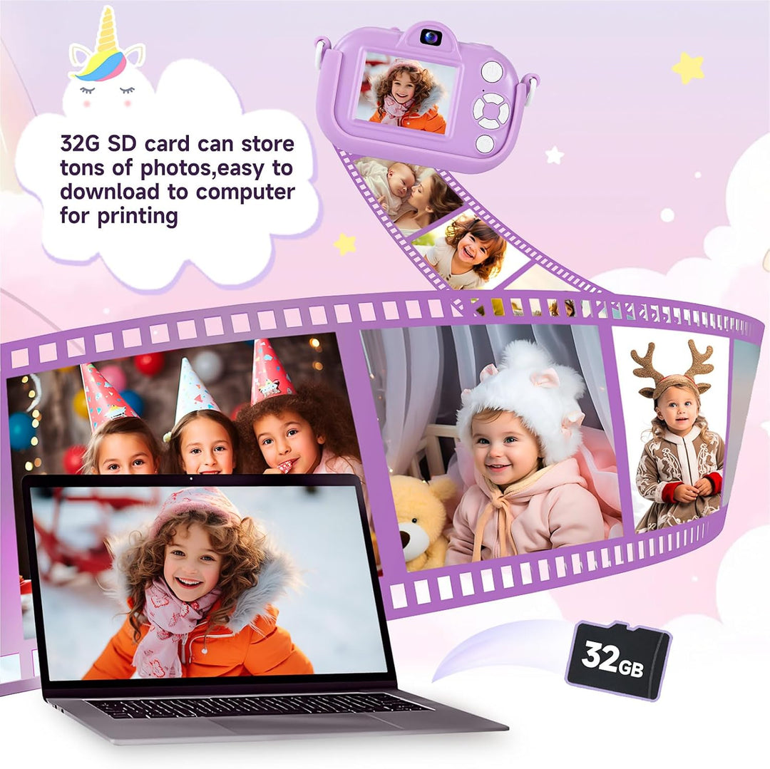 MAVOKIS Cámara digital para niños de 3 a 8 años, cámara 1080P para...