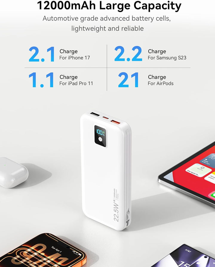 Banco de energía portátil, cargador de teléfono de carga rápida de...