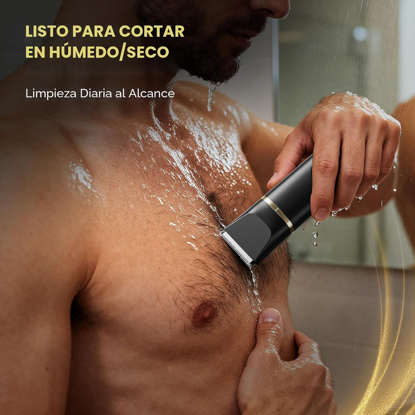 Cortadora de barba para hombres, afeitadora eléctrica IPX7 resisten...