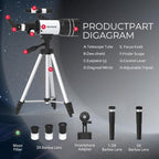 Telescopio para niños y principiantes, 2.756 in de apertura (15X-150X) AZ Mount Telescopios para astronomía, telescopio refractor portátil con trípode, adaptador de teléfono