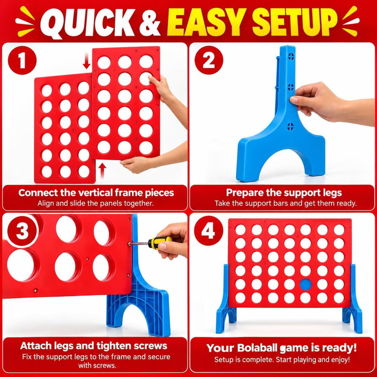 Giant 4 in a Row Game, juego jumbo para interiores y exteriores para la familia