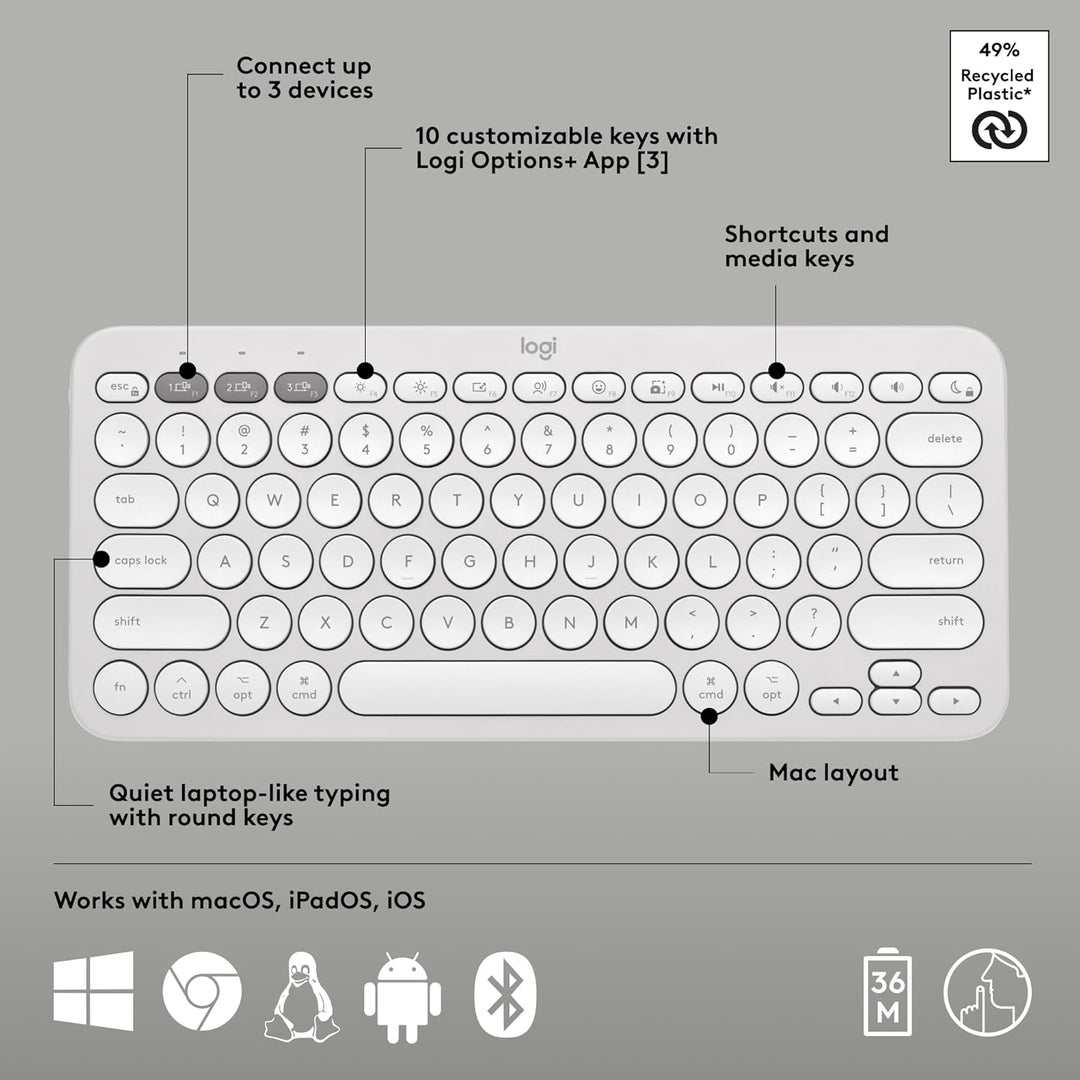 Logitech Pebble 2 Combo para Mac, teclado y mouse inalámbricos, del...