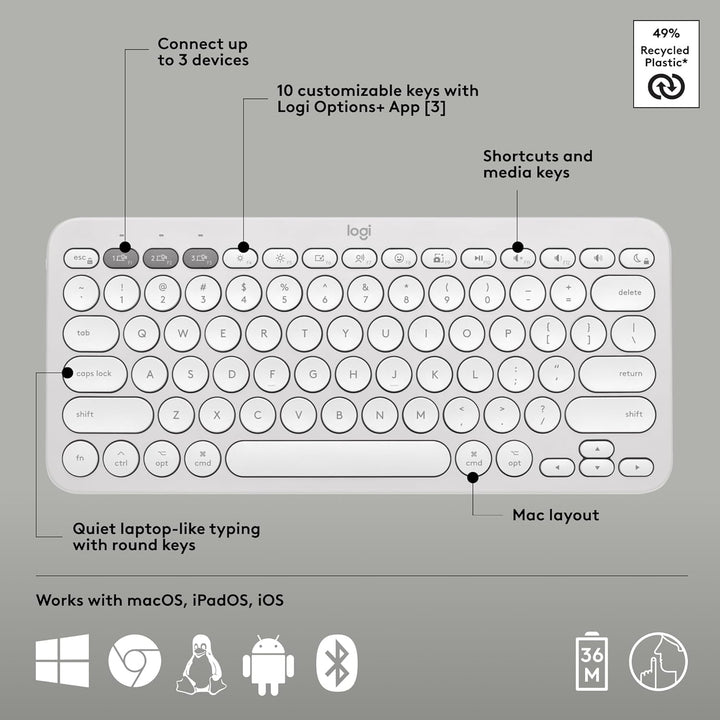 Logitech Pebble 2 Combo para Mac, teclado y mouse inalámbricos, del...